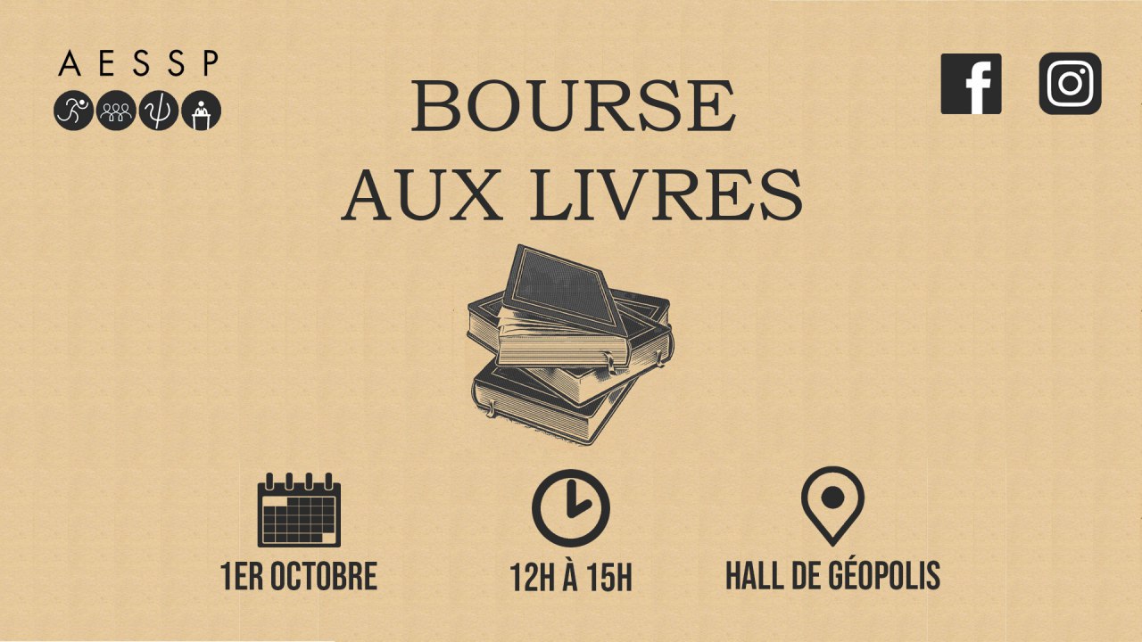 Bourse aux livres – Association des étudiant·e·x·s en SSP