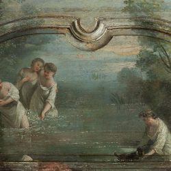 Scène de baignade. Dalberg (attribution), vers 1760, huile sur bois. © Collection privée. Photo Musée historique de Lausanne / Arnaud Conne