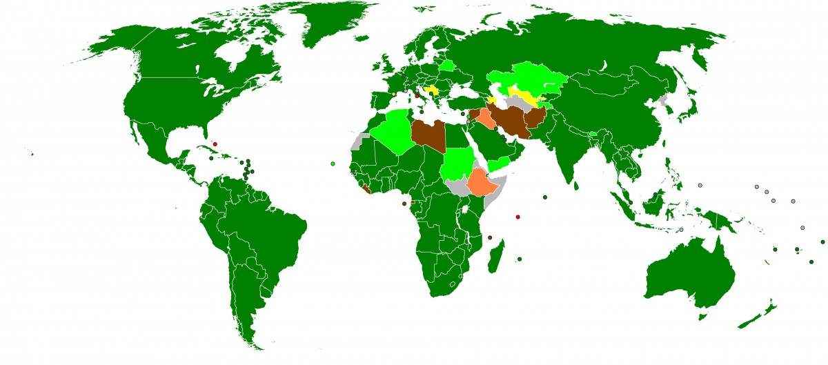 États membres de l'OMC et négociations (2009). Auteur: Cflm001 (Wikipédia). Licence: CC-by-sa