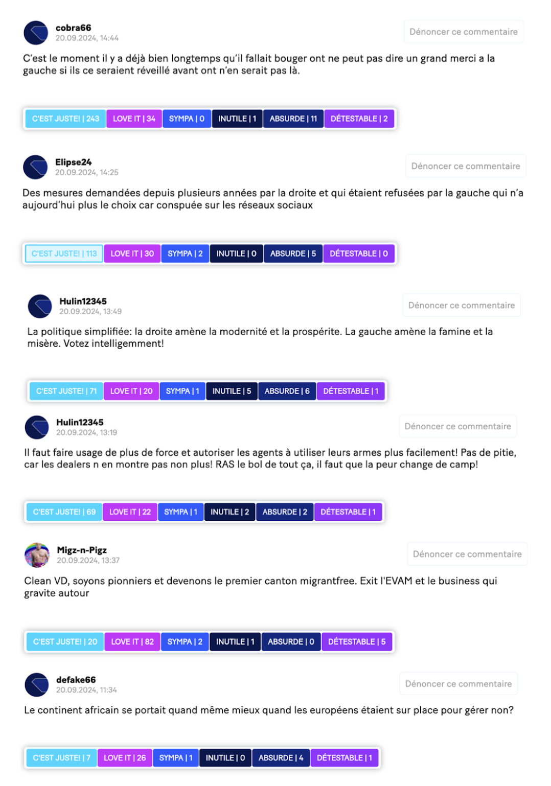 exemple de commentaires suite à la fermeture du centre.