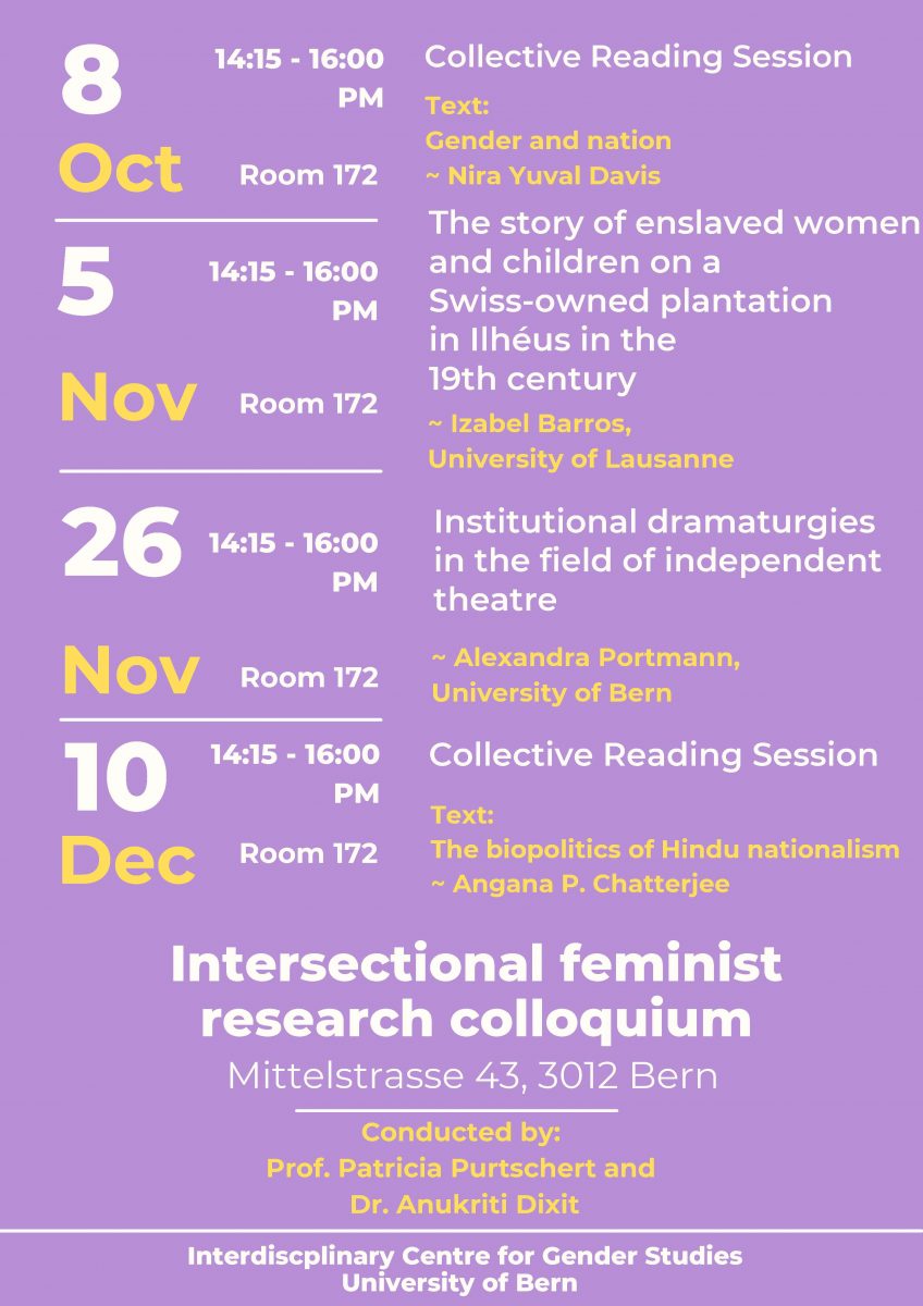 “Intersectional Feminist Research Colloquium” with Izabel Barros