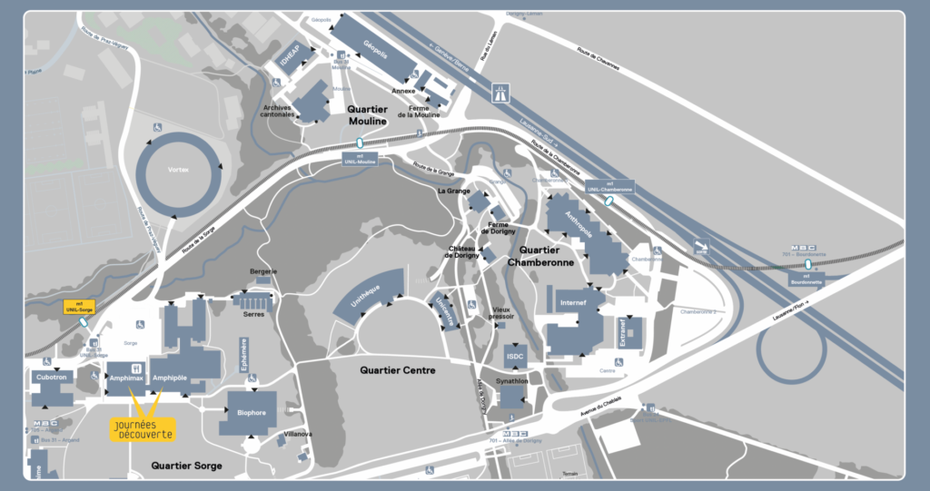 plan du campus de Dorigny 2023
