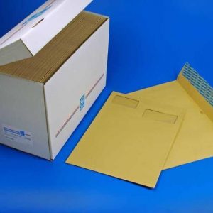 Enveloppe C4 , kraft brun ,2 fenêtres, avec soufflet