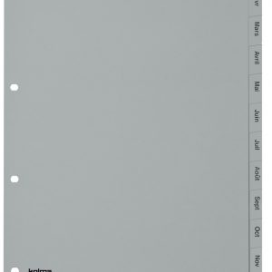 Répertoire A4 mensuel PP gris janvier-décembre