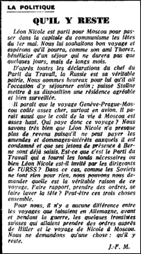 Fig. 15 : J.-F. M., « Qu'il y reste », Journal de Genève, 15.06.1937, p. 4.