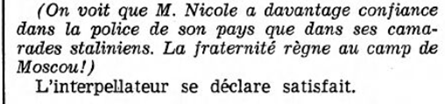 Fig. 16 : s.n., Extrait de l'article « M. Nicole craignait pour sa vie ! », La Sentinelle, 27.03.1952, p. 8.