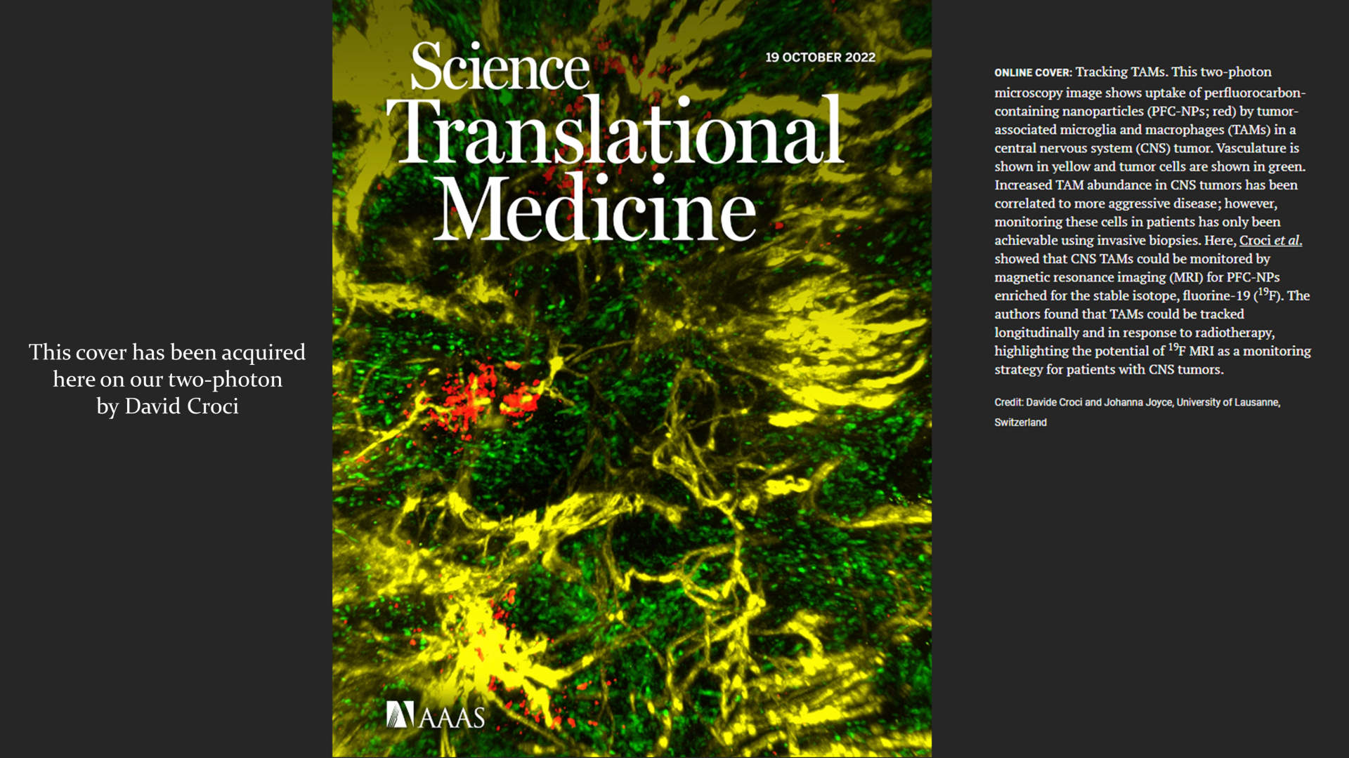 Cover Science Translational Medecine by Joyce lab on our 2-photon ...