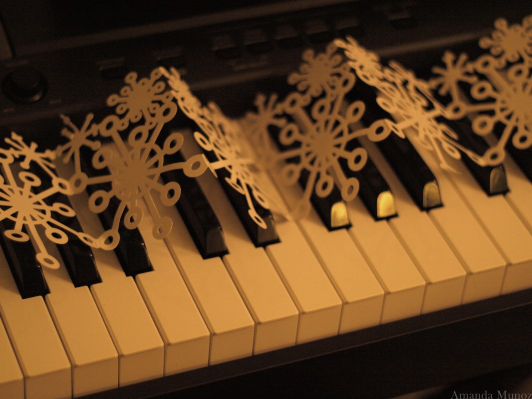 Snowflakes on a piano
