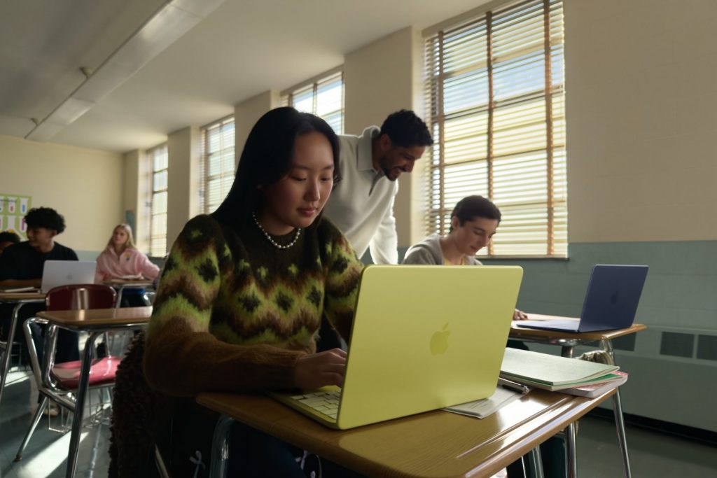 apple earth day 2026 student using macbook neo