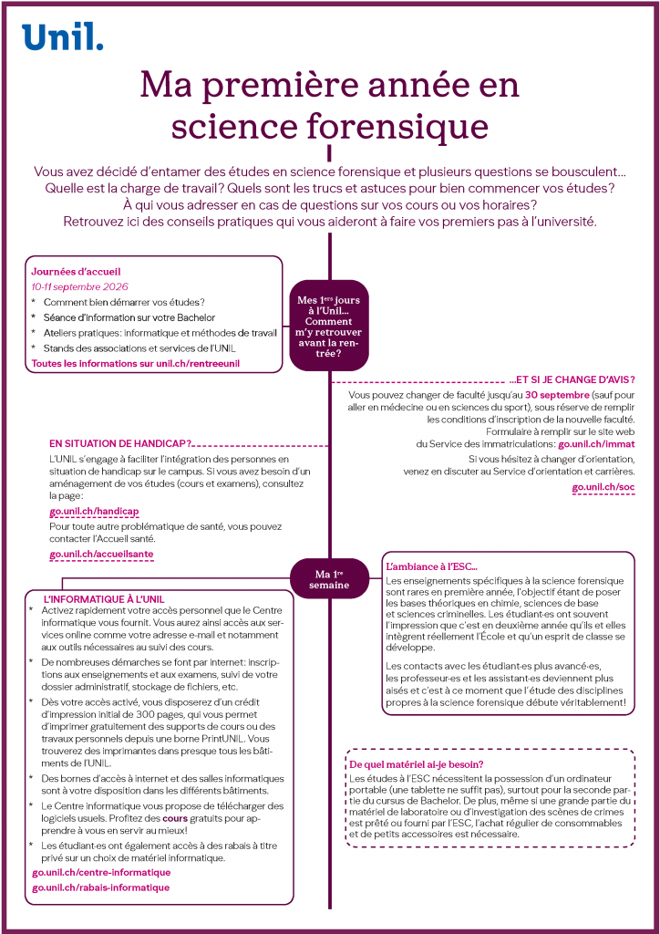 ma premiere annee science forensique 2026