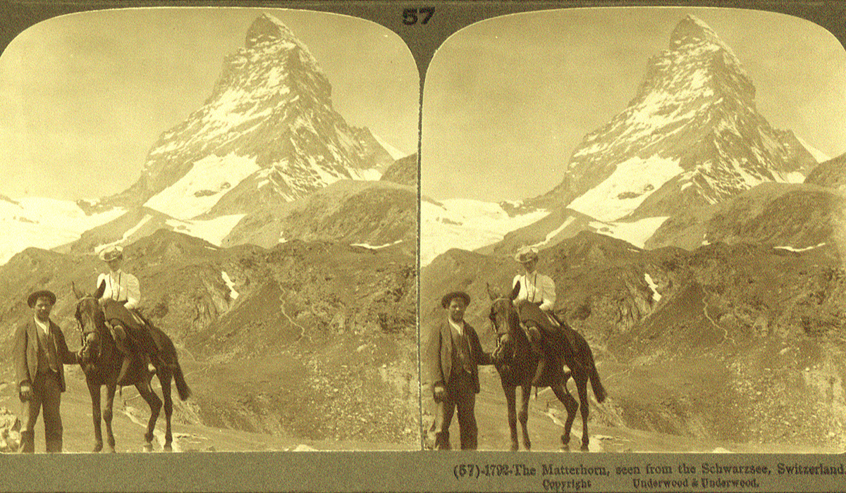 «The Matterhorn seen form the Schwarzsee», dans Switzerland through the stereoscope; a journey over and around the Alps, dirigé par M. S. Emery. © Viatimages / Bibliothèque nationale suisse